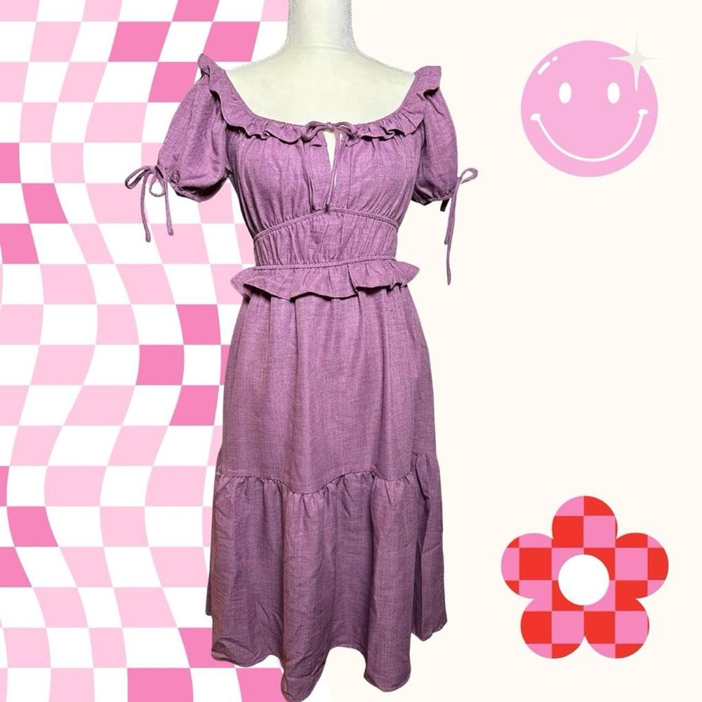 Monteau Lavender Off-Shoulder Midi Dress